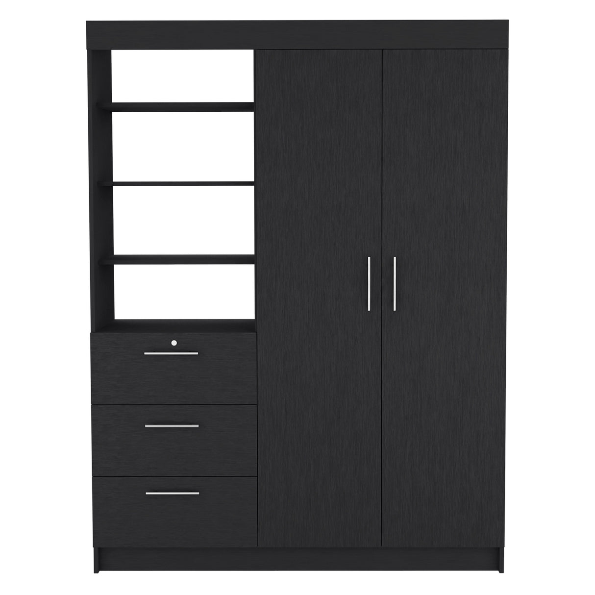 Peyton 2 Piece Bedroom Set, Armoire + Nightstand, Black - sold by Home Elegance USA