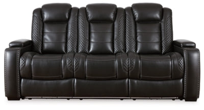 Ashley Midnight Party Time PWR REC Sofa with ADJ Headrest - Faux Leather