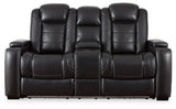 Ashley Midnight Party Time PWR REC Loveseat/CON/ADJ HDRST - Faux Leather | Home Elegance USA