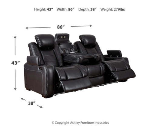 Midnight Party Time PWR REC Sofa with ADJ Headrest - Ashley