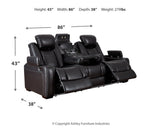 Midnight Party Time PWR REC Sofa with ADJ Headrest - Ashley - Home Elegance USA