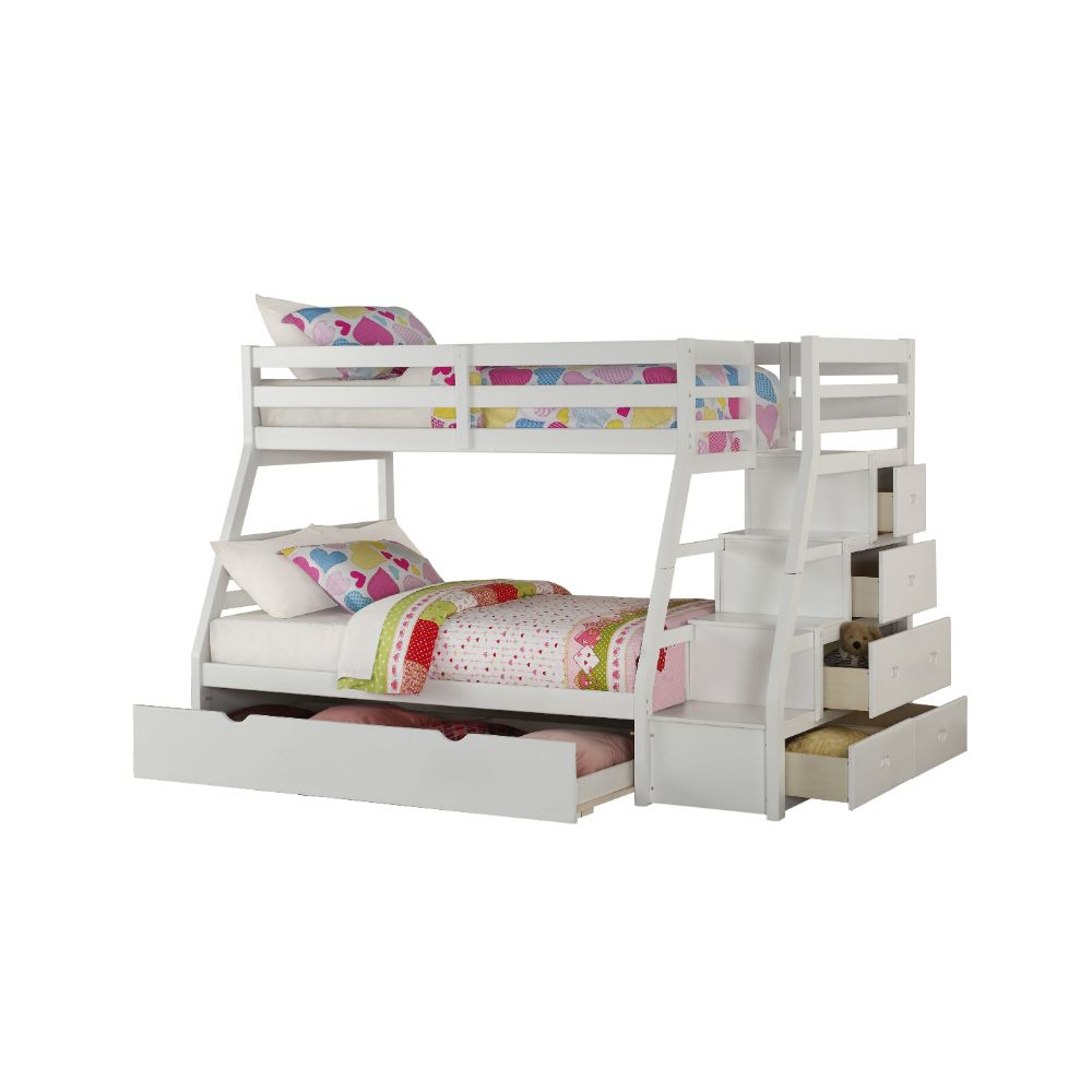 Acme - Jason Twin/Full Bunk Bed W/Trundle & Storage 37105 White Finish