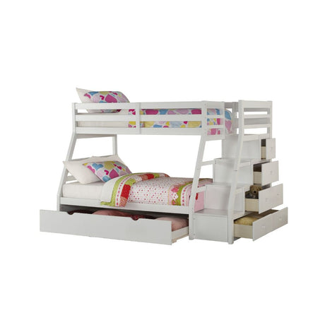 Acme - Jason Twin/Full Bunk Bed W/Trundle & Storage 37105 White Finish