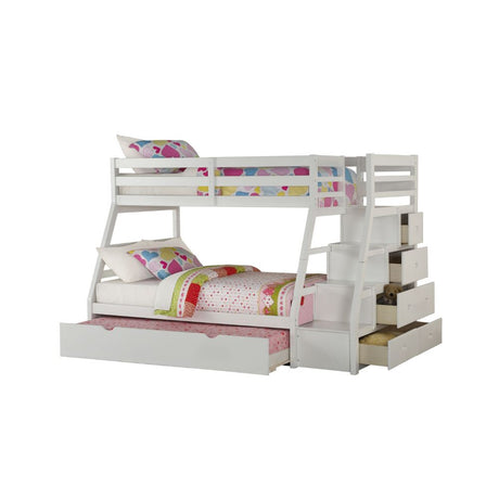 Acme - Jason Twin/Full Bunk Bed W/Trundle & Storage 37105 White Finish