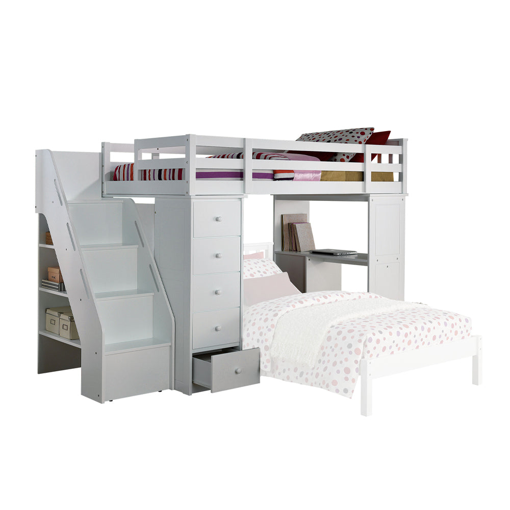 Acme - Freya Twin Loft Bed W/Storage 37145 White Finish