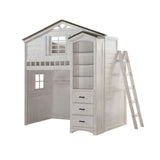 Acme - Tree House Twin Loft Bed 37165 Weathered White & Washed Gray Finish