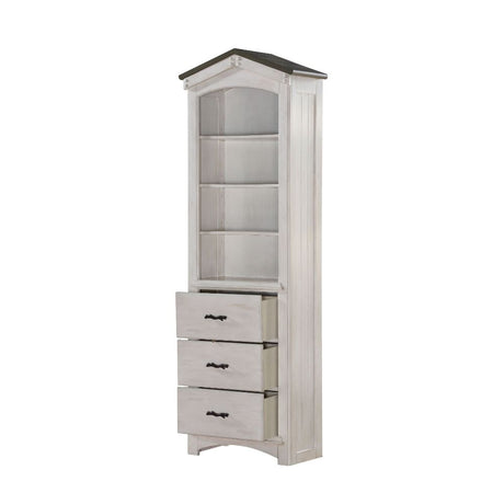 Acme - Tree House Bookcase Cabinet 37168 Weathered White & Washed Gray Finish