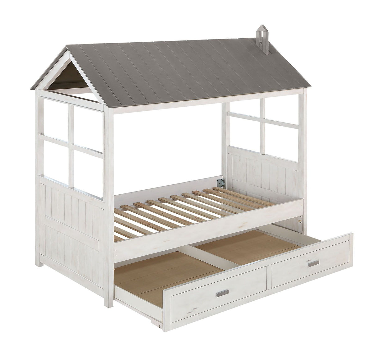 Acme - Tree House II Twin Bed 37170T Weathered White & Washed Gray Finish