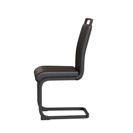 63 'medieval modern brown style MDF dining table and PU armless dining chair set 4. Assemble Desktop and Black metal leg dining chair set, suitable for home&kitchen - sold by Home Elegance USA
