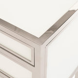 Blanca Compact Nightstand 26-Inch Snow Glass & Stainless Steel | Bernhardt - sold by Home Elegance USA