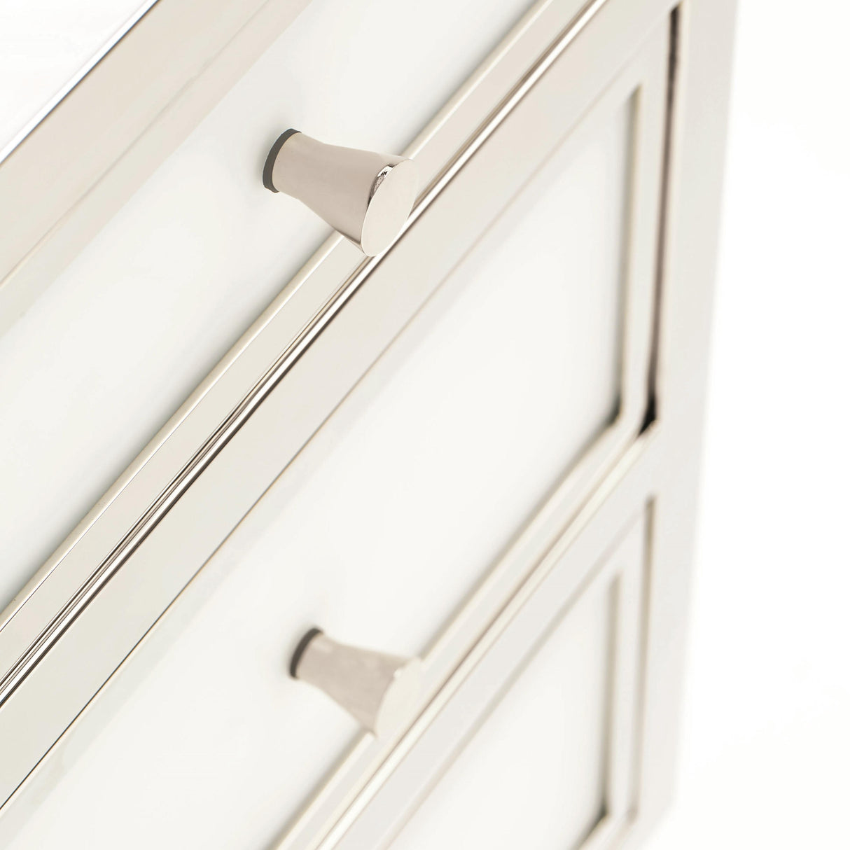 Blanca Compact Nightstand 26-Inch Snow Glass & Stainless Steel | Bernhardt - sold by Home Elegance USA