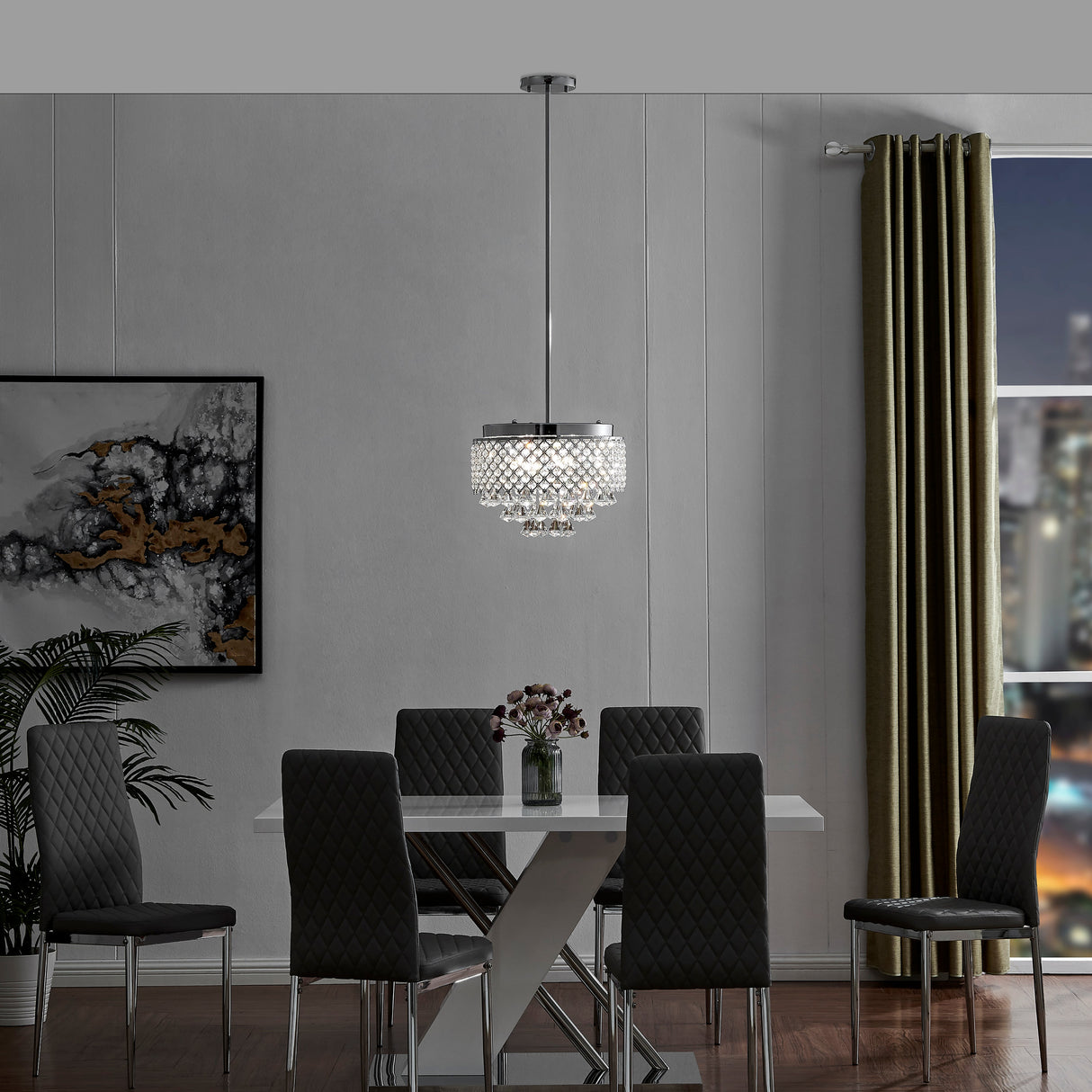 Cinderella Crystal Round Chandelier Pendant // Chrome  | Finesse