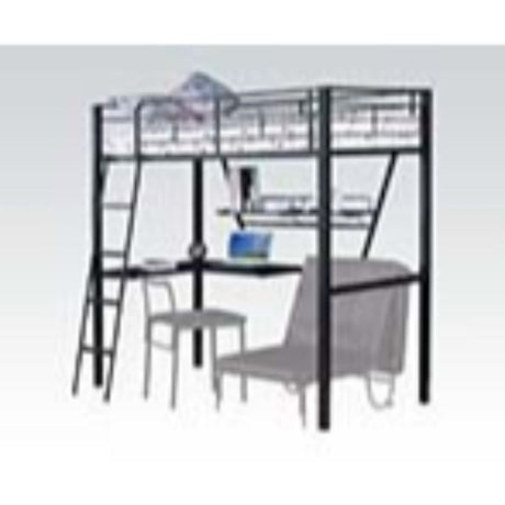 Acme - Senon Twin Loft Bed W/Desk 37275 Silver & Black Finish