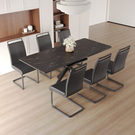 62.4' extendable 78.15' dining Table Set for 6-8 Person for Dining Room,C-shaped Tube Soft padded armless dining chair and Very large Dining Room Table Kitchen Table Chair Set with metal Legs - sold by Home Elegance USA