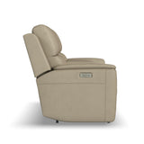 Henry Power Reclining Loveseat With Console & Power Headrests & Lumbar - Beige | Flexsteel