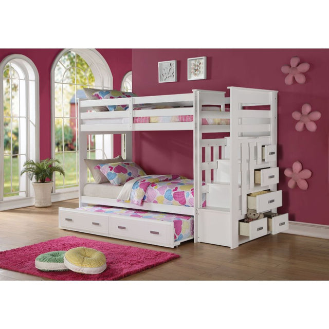 Acme - Allentown Twin/Twin Bunk Bed W/Trundle & Storage 37370 White Finish