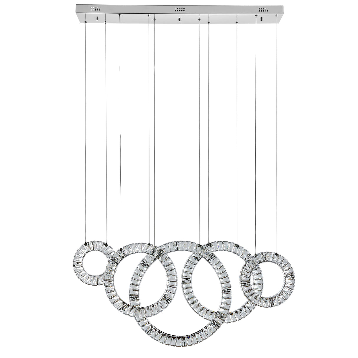 5 Hoop Crystal Progression Chandelier // Chrome  | Finesse -  Home Elegance USA