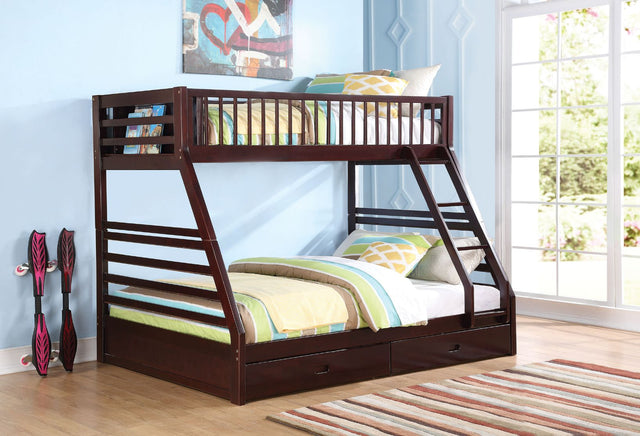 Acme - Jason Twin Xl/Queen Bunk Bed W/Storage 37425 Espresso Finish