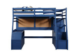 Acme - Jason II Twin Loft Bed W/Storage 37455 Navy Blue Finish