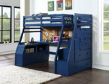 Acme - Jason II Twin Loft Bed W/Storage 37455 Navy Blue Finish