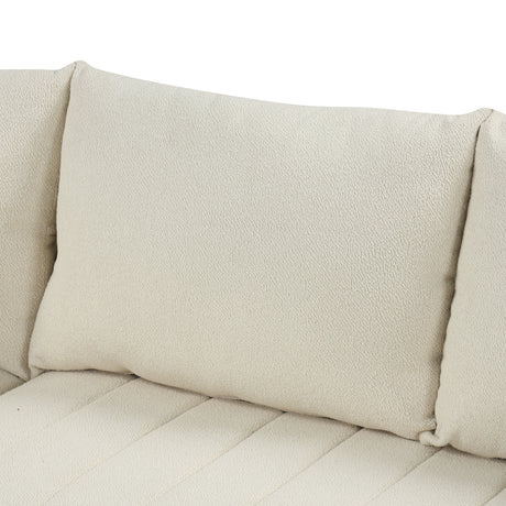 Modern L-shaped Sectional Pull Out Sofa Bed with USB Ports and Storage Ottoman, Beige, Jacquard Fabric, 82.6' - sold by Home Elegance USA