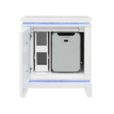 Adalid White Nightstand with Cooler, USB and Speaker in Solid Wood+MDF, 27 x 16.5 x 26.93 inches