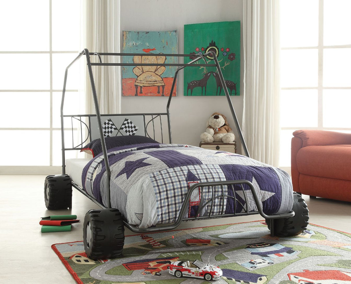 Acme - Xander Twin Bed 37640T Go Kart Gunmetal Finish