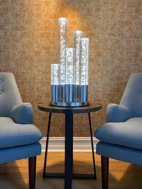 5 Acrylic Cylinder Table Lamp // Chrome  | Finesse - sold by Home Elegance USA