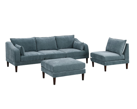 Beautiful 5pcs Modular Sectional Set 2x One Arm Chairs 2x Armless Chair 1x Ottoman Living Room Furniture Mineral Color Morgan Fabric - sold by Home Elegance USA