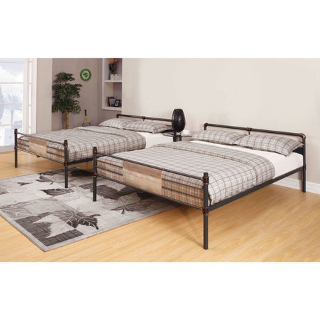 Brantley Double Queen Bunk Bed 37720 Sandy Black & Dark Bronze Hand - Brushed Finish | Acme | Home Elegance USA