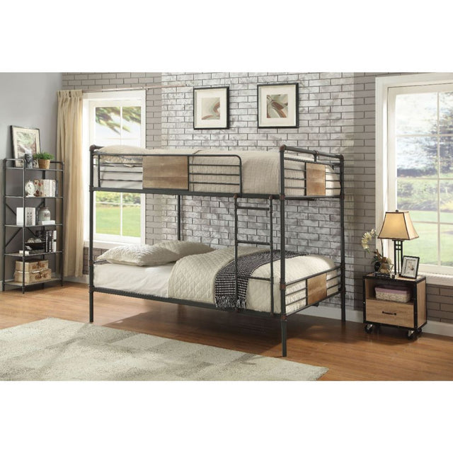 Brantley Double Queen Bunk Bed 37720 Sandy Black & Dark Bronze Hand - Brushed Finish | Acme - 37720 - Home Elegance USA - 1