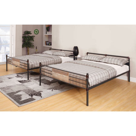 Brantley Double Queen Bunk Bed 37720 Sandy Black & Dark Bronze Hand - Brushed Finish | Acme | Home Elegance USA