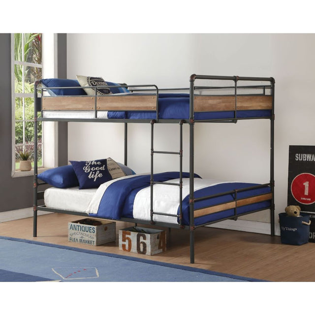 Brantley II Double Queen Bunk Bed 37730 Sandy Black & Dark Bronze Hand - Brushed Finish | Acme - 37730 - Home Elegance USA - 1