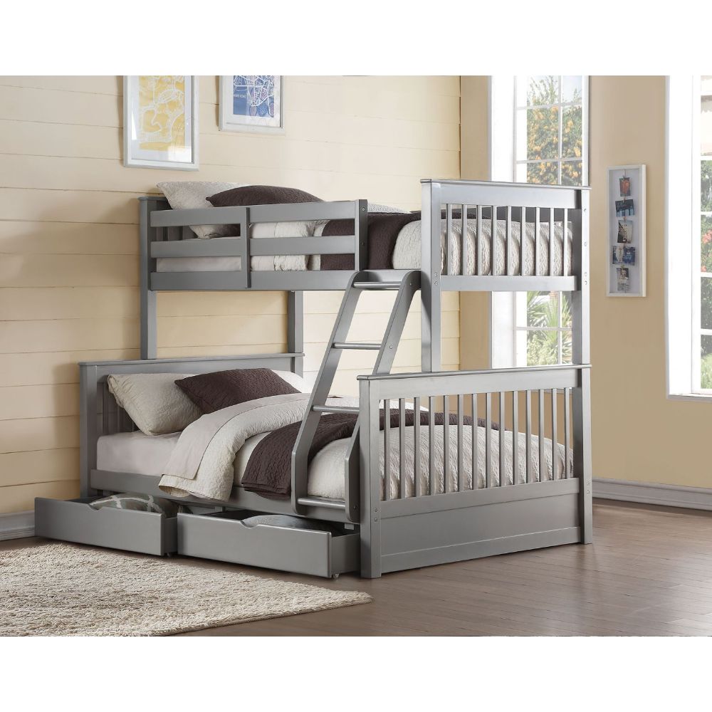 Acme - Haley II Twin/Full Bunk Bed W/Storage 37755 Gray Finish