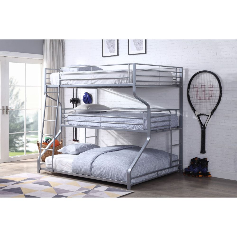 Acme - Caius II Full/Twin/Queen Bunk Bed 37790 Silver Finish