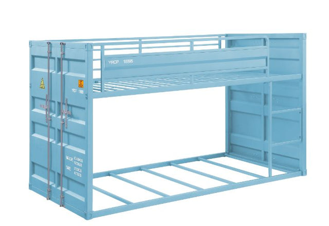 Cargo Twin/Twin Bunk Bed 37810 Aqua Finish | Acme - 37810 - Home Elegance USA - 1