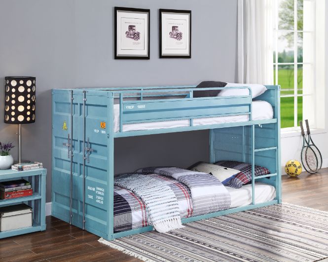 Cargo Twin/Twin Bunk Bed 37810 Aqua Finish | Acme - 37810 - Home Elegance USA - 3