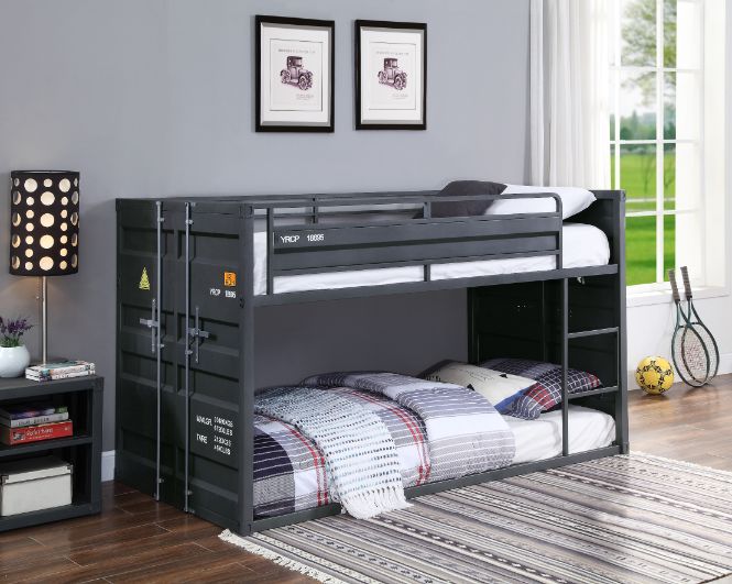 Cargo Twin/Twin Bunk Bed 37815 Gunmetal Finish | Acme - 37815 - Home Elegance USA - 3