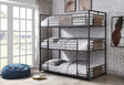 Brantley Triple Twin Bunk Bed 37820 Sandy Black & Dark Bronze Hand - Brushed Finish | Acme | Home Elegance USA