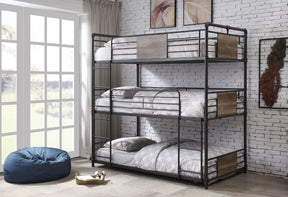 Brantley Triple Twin Bunk Bed 37820 Sandy Black & Dark Bronze Hand - Brushed Finish | Acme | Home Elegance USA