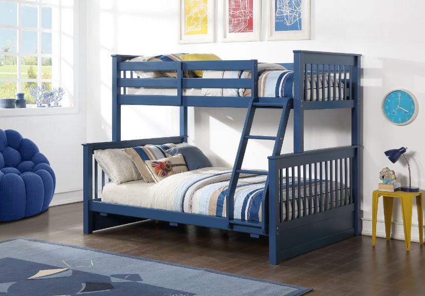 Acme - Haley II Twin/Full Bunk Bed W/Storage 37865 Navy Blue Finish