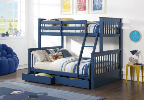 Acme - Haley II Twin/Full Bunk Bed W/Storage 37865 Navy Blue Finish