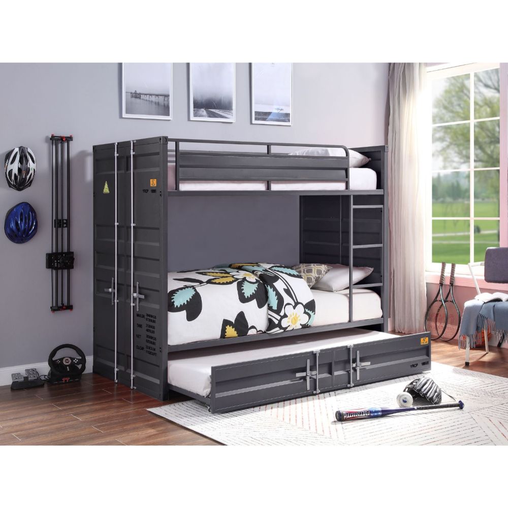 Cargo Twin/Twin Bunk Bed 37890 Gunmetal Finish | Acme - 37890 - Home Elegance USA - 2