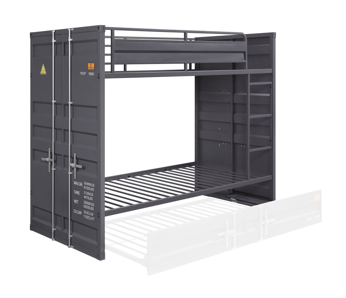 Cargo Twin/Twin Bunk Bed 37890 Gunmetal Finish | Acme - 37890 - Home Elegance USA - 4