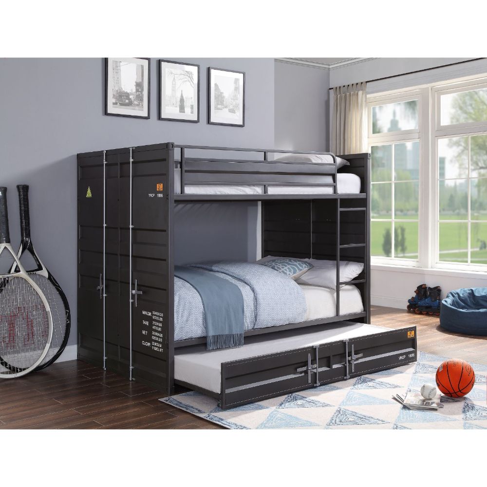 Cargo Full/Full Bunk Bed 37895 Gunmetal Finish | Acme - 37895 - Home Elegance USA - 2