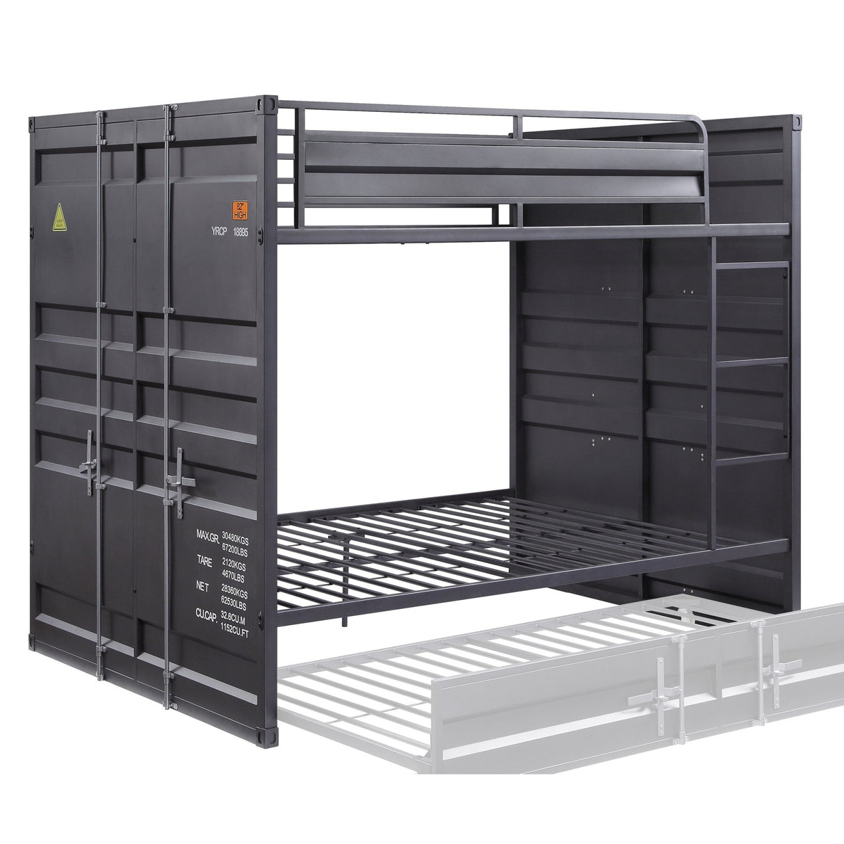 Cargo Full/Full Bunk Bed 37895 Gunmetal Finish | Acme - 37895 - Home Elegance USA - 1