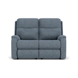 Penn Transitional Fabric Power Reclining Loveseat With Power Headrests & Lumbar | Flexsteel