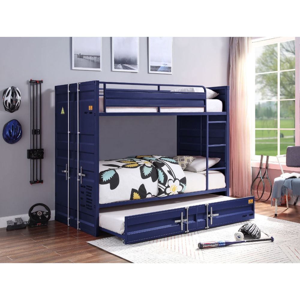 Cargo Twin/Twin Bunk Bed 37900 Blue Finish | Acme - 37900 - Home Elegance USA - 2