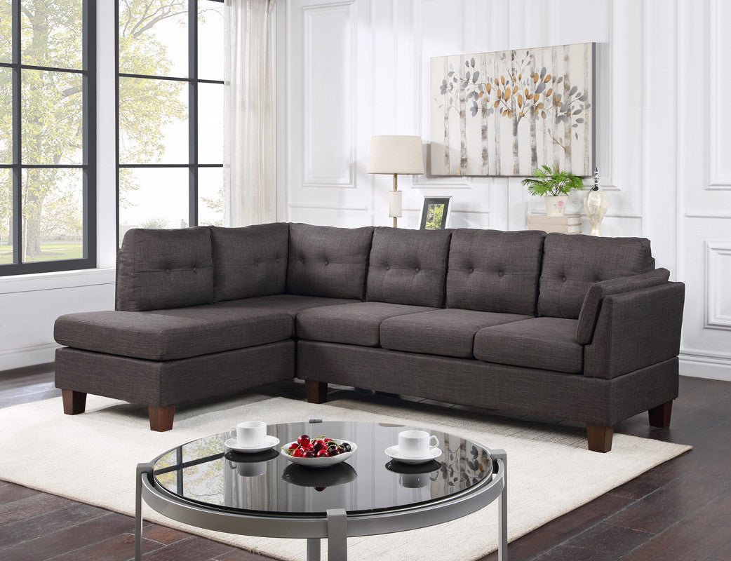 Dalia Dark Gray Linen Modern Sectional Sofa with Left Facing Chaise - B061S00030 - Home Elegance USA - 1