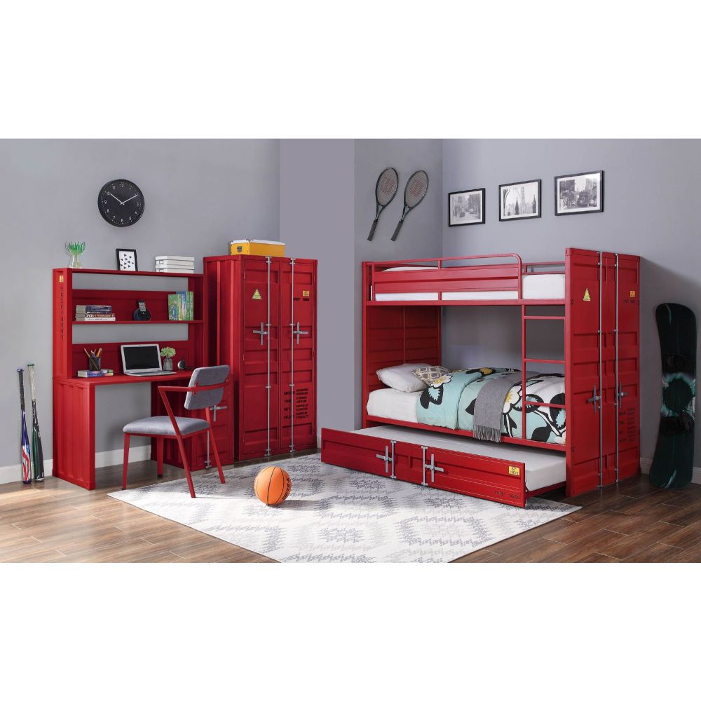 Cargo Twin/Twin Bunk Bed 37910 Red Finish | Acme - 37910 - Home Elegance USA - 4